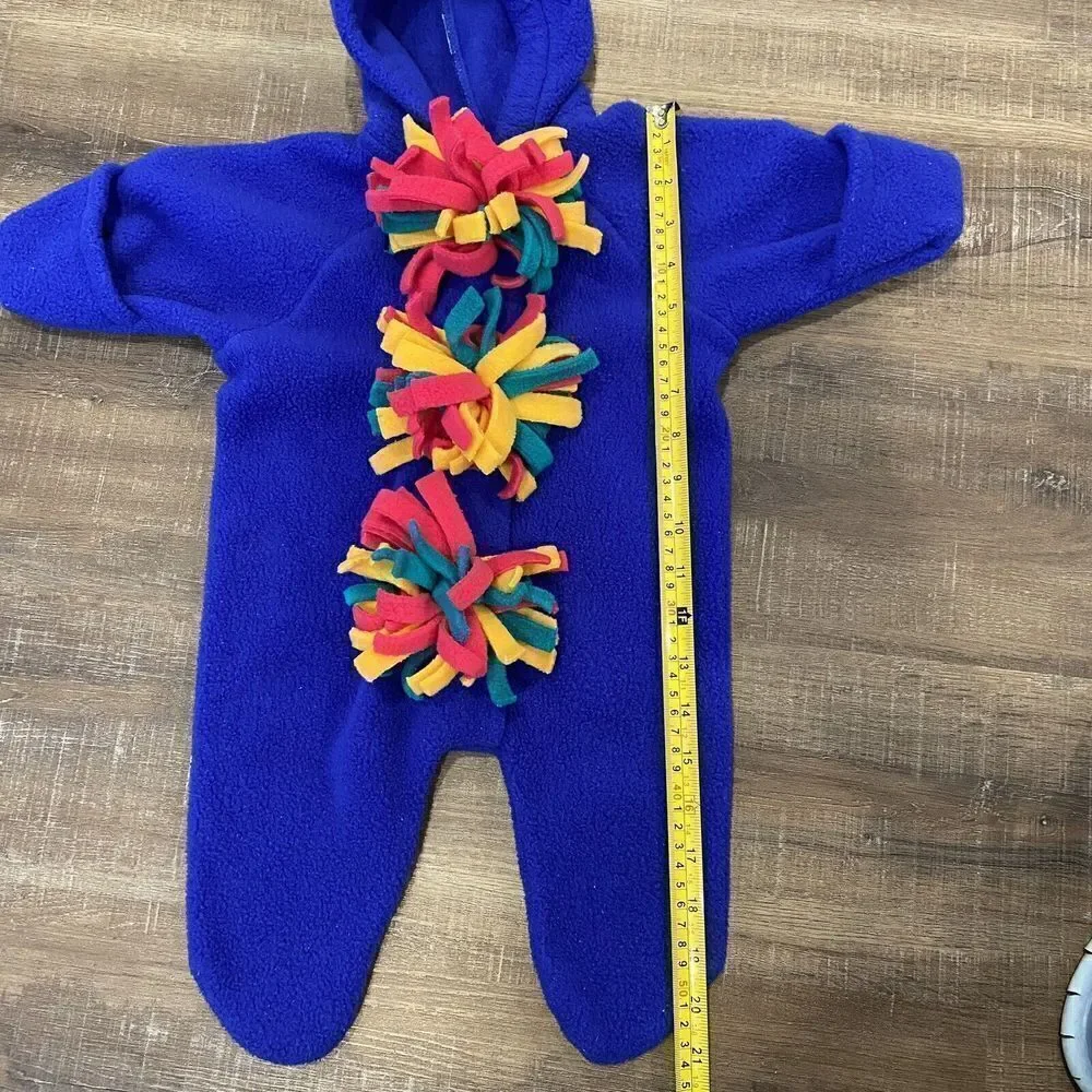 Vintage Baby‎ Mac Moore Fleece Hooded Bunting Tassel Color Block Size 3 Mo USA